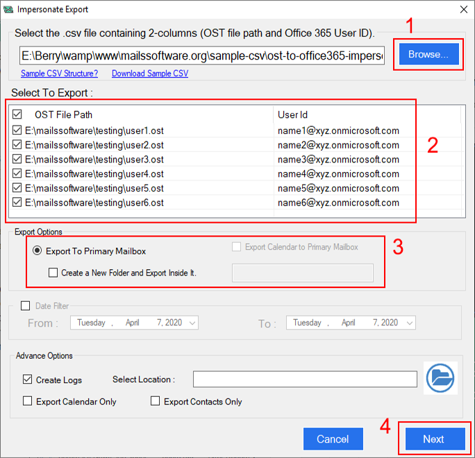 export office 365 contacts with a software