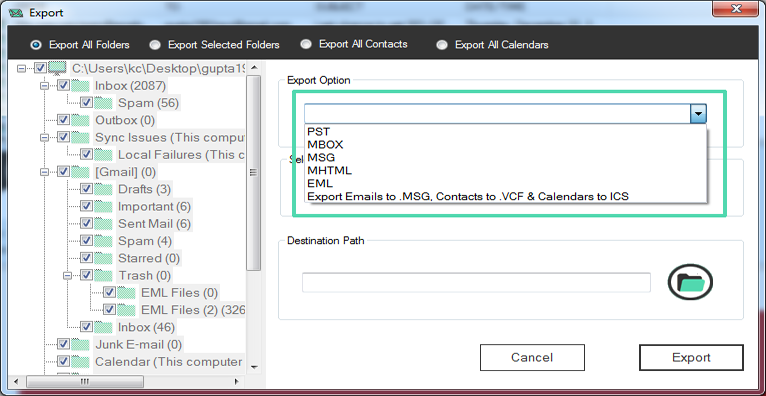 Select File Format to Export